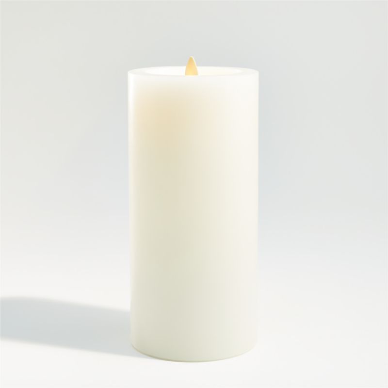 Warm White Flicker Flameless 4"x8" Wax Pillar Candle