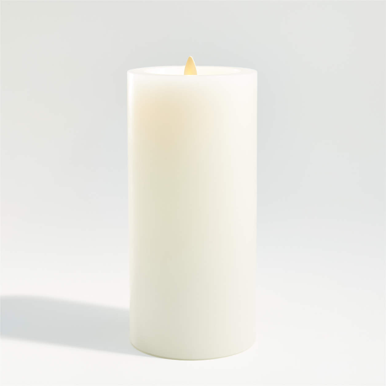 Warm White Flicker Flameless 4"x8" Wax Pillar Candle + Reviews Crate & Barrel Canada