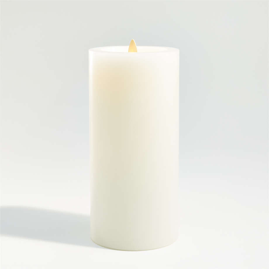 Warm White Flicker Flameless 4"x8" Wax Pillar Candle + Reviews Crate