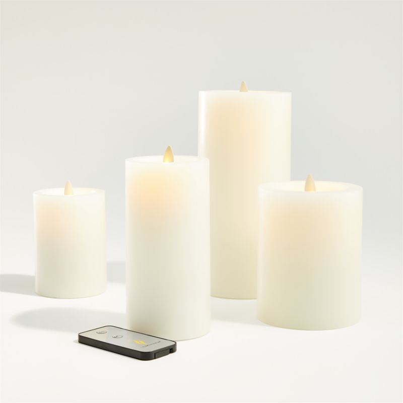 Warm White Flicker Flameless 6"x11" Wax Pillar Candle - image 1 of 5