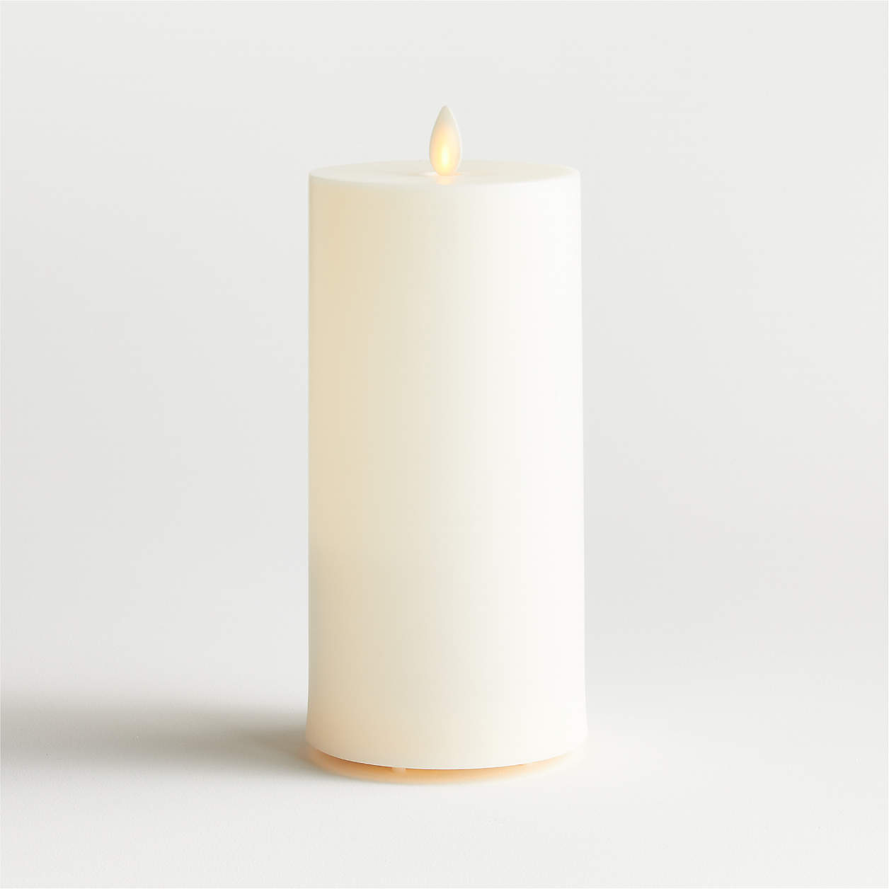 Flicker Outdoor Flameless Pillar Candle 4"x8" + Reviews Crate & Barrel