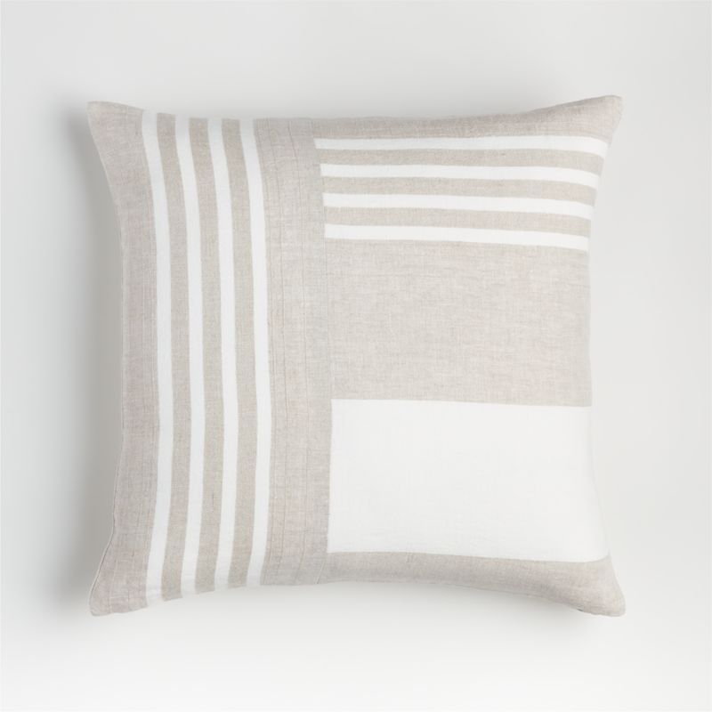 Flit 20" Pieced Grey Stripe Pillow with FeatherDown Insert Crate