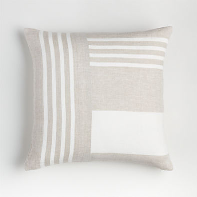 View Flit 20"x20" Pieced Grey Stripe Throw Pillow with Down-Alternative details
