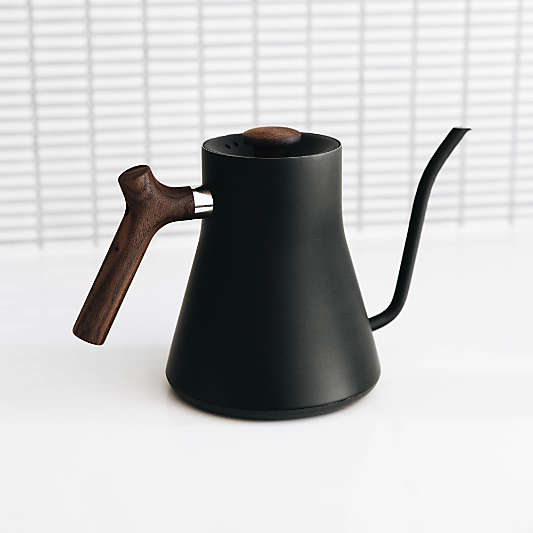 Fellow Stagg EKG Electric Tea Kettle in Matte Black with Walnut Accents