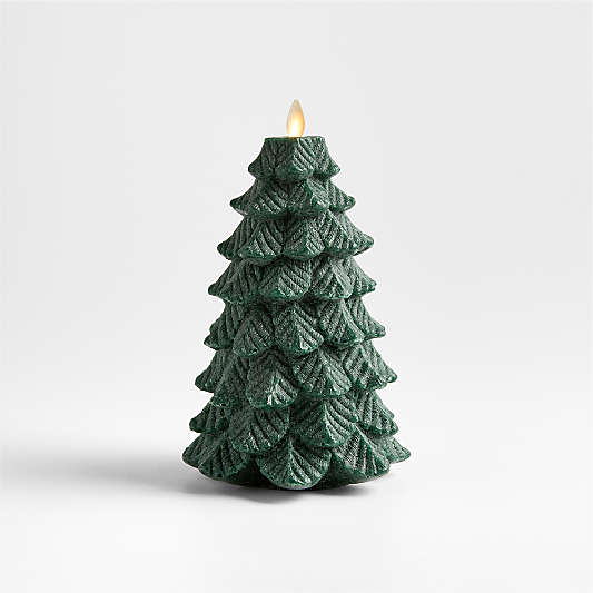 Flameless Flicker Green Tree Candle Large 8.5"