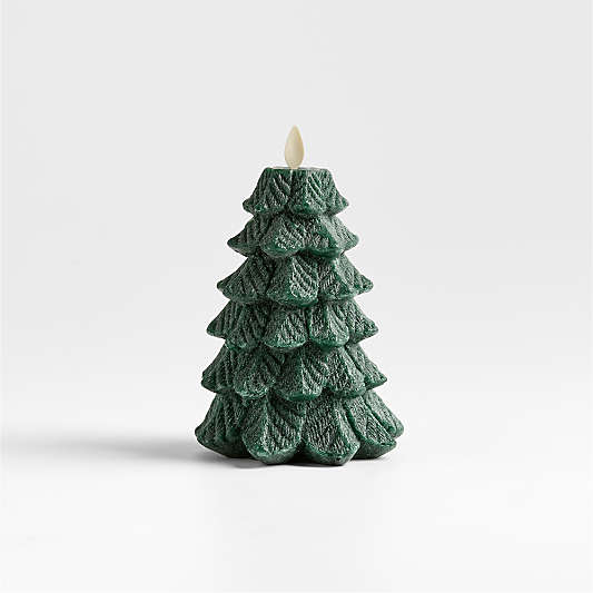 Flameless Flicker Green Tree Candle Small 7"