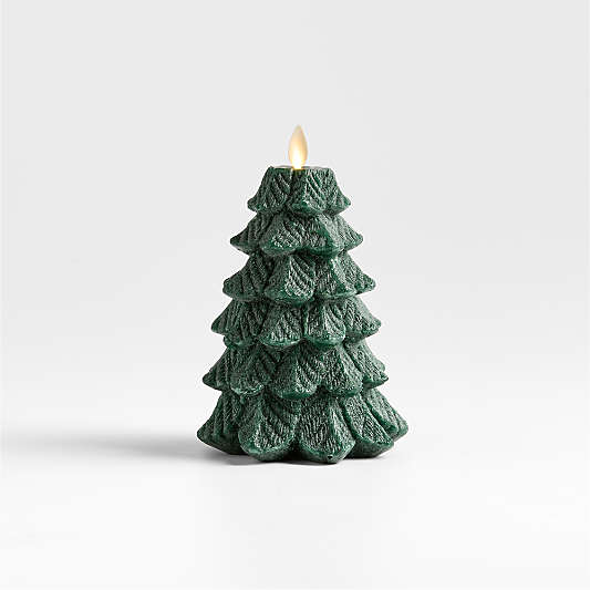 Flameless Flicker Green Tree Candle Small 7"