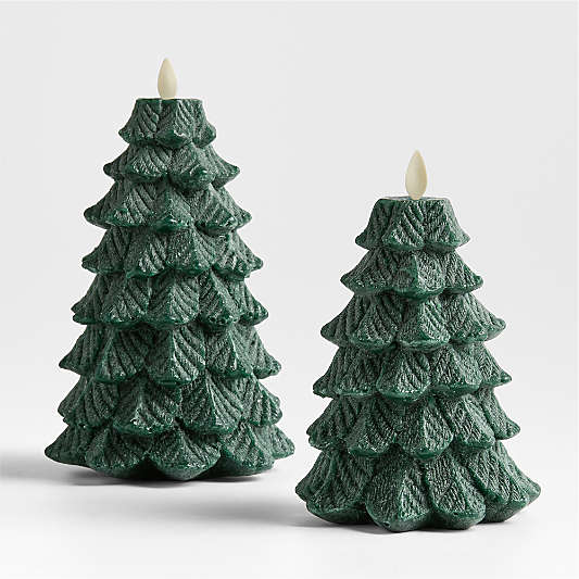 Flameless Flicker Green Tree Candle Small 7"