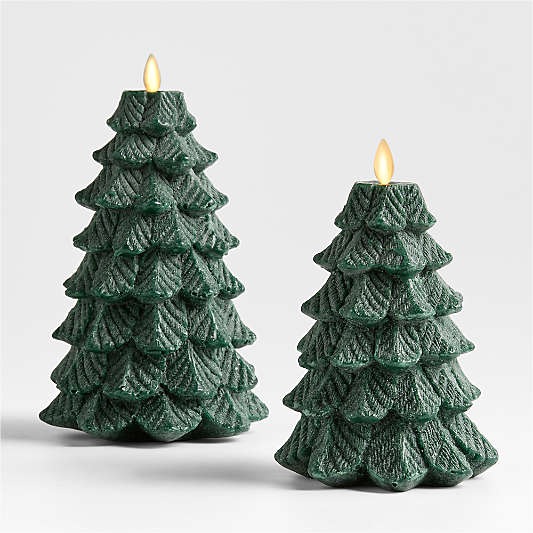Flameless Flicker Green Tree Candle Small 7"