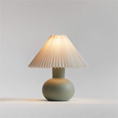 Flo Fluted Sage Green Ceramic Kids Table Lamp