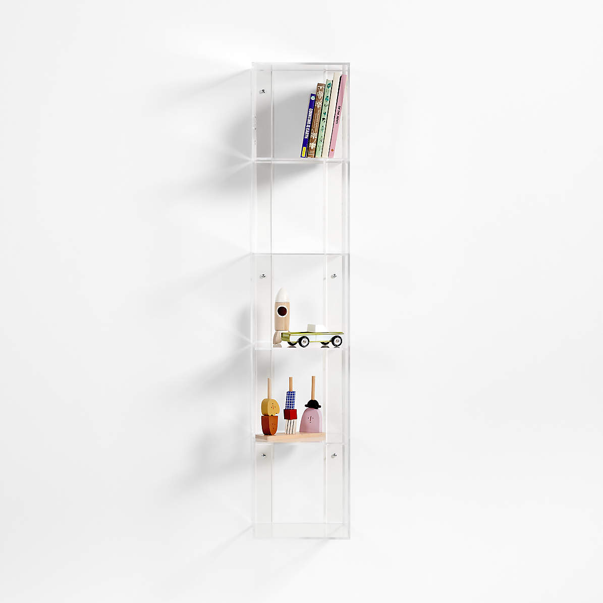Now You See It Clear Acrylic 5-Bin Floating Shelf Bookcase +