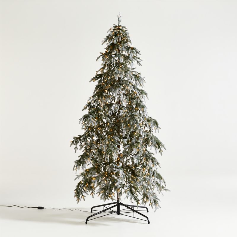 Flocked Downswept Pre-Lit LED Christmas Tree 9' + Reviews | Crate & Barrel