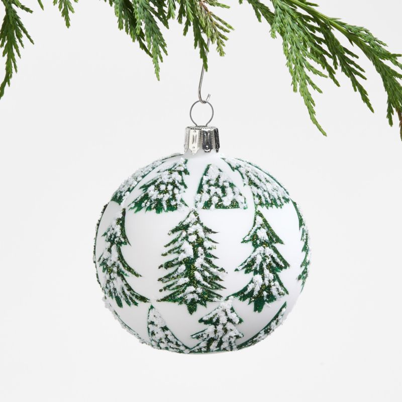 Flocked Tree Ball Christmas Ornament