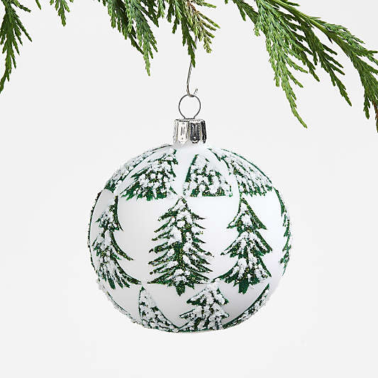 Flocked Tree Ball Christmas Ornament