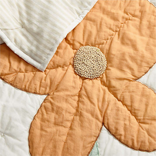 Flora Applique 100% Organic Cotton Baby Crib Quilt