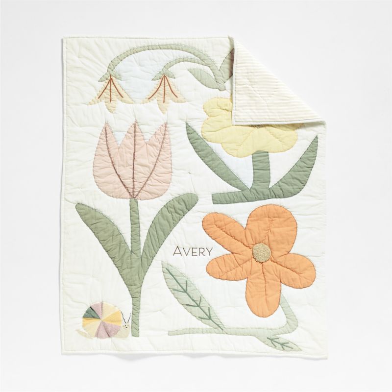 Flora Applique Organic Cotton Baby Crib Quilt - image 2 of 8