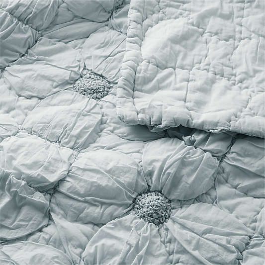 Flora Voile Organic Cotton Textured Pale Blue Twin XL Quilt