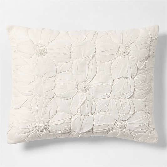Flora Voile Organic Cotton Textured Pampas Ivory Standard Bed Pillow Sham