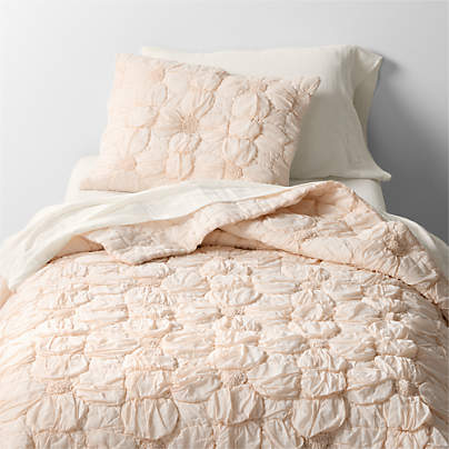 Flora Voile Organic Cotton Textured Pink Tint Twin XL Quilt