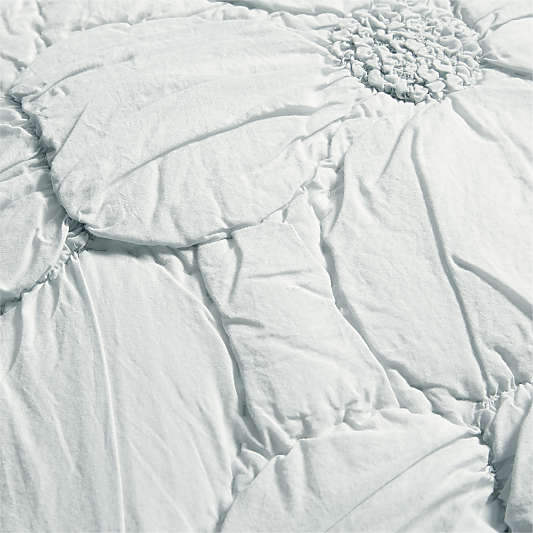 Flora Voile Textured Organic Cotton 20"x20" Pale Blue Throw Pillow