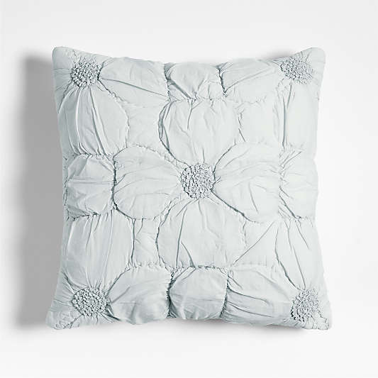 Flora Voile Textured Organic Cotton 20"x20" Pale Blue Throw Pillow