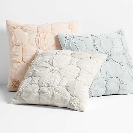 Flora Voile Textured Organic Cotton 20"x20" Throw Pillows