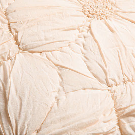 Flora Voile Textured Organic Cotton 20"x20" Pink Tint Throw Pillow with Feather Insert