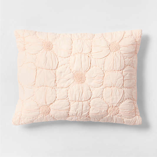 Flora Voile Organic Cotton Textured Pink Tint Standard Bed Pillow Sham