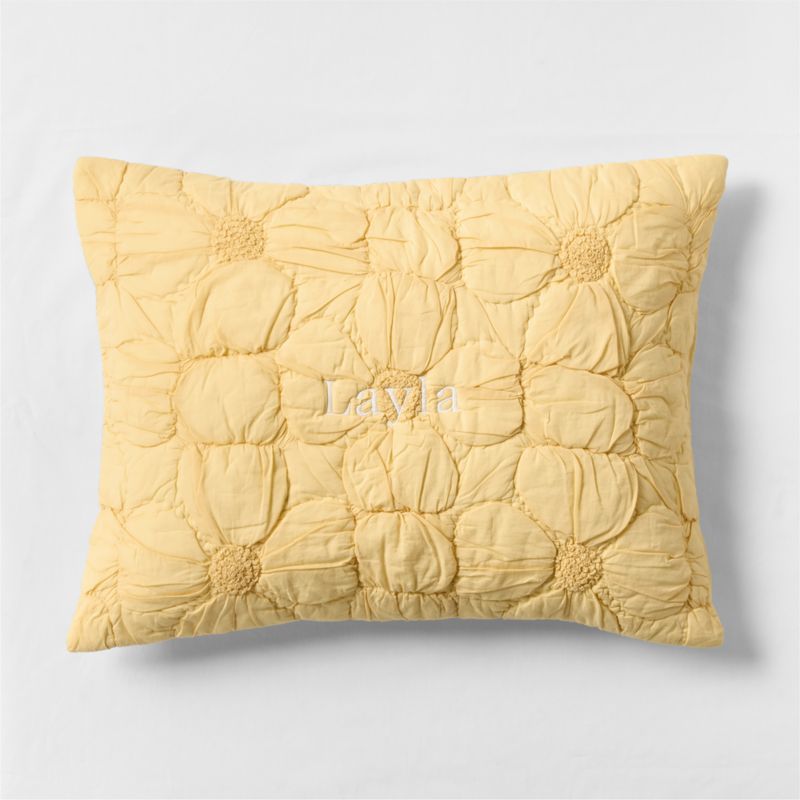 Flora Straw Yellow Textured Organic Cotton Voile Kids Pillow Sham - image 2 of 4