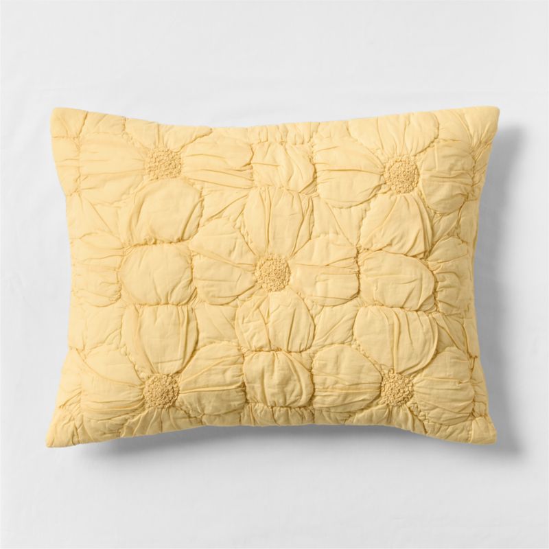 Flora Straw Yellow Textured Organic Cotton Voile Kids Pillow Sham - image 0 of 4