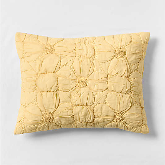 Flora Straw Yellow Textured Organic Cotton Voile Kids Pillow Sham