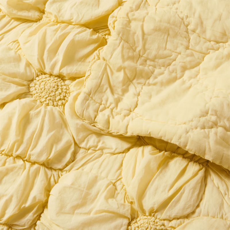 Flora Straw Yellow Textured Organic Cotton Voile Kids Full/Queen Quilt - image 4 of 7