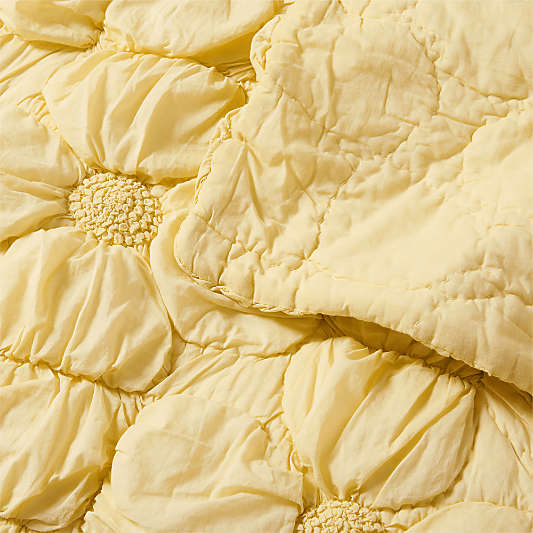Flora Straw Yellow Textured Organic Cotton Voile Kids Quilt Bedding Set
