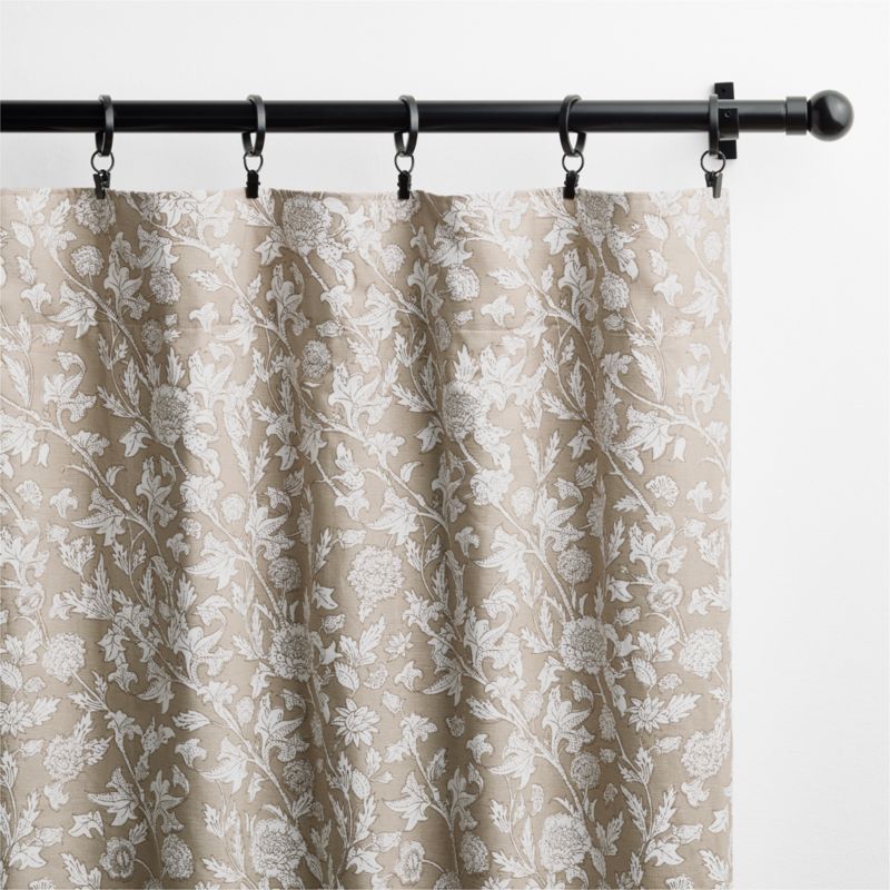 Natural Beige Floral Organic Cotton Linen Blackout Window Curtain Panel 52"x120" - image 1 of 5