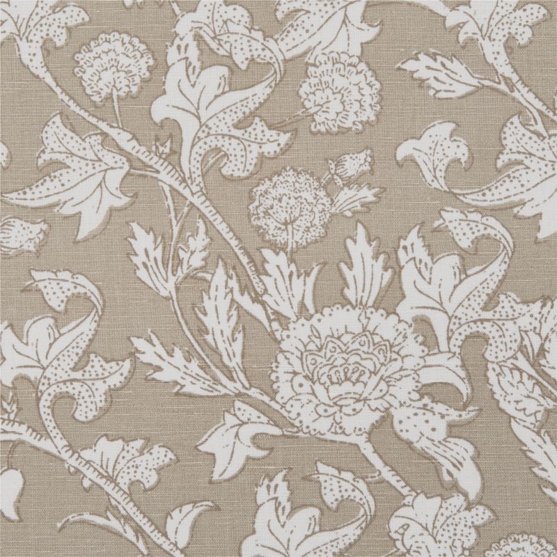 Natural Beige Floral Organic Cotton Linen Window Curtain Panel 52"x84" - image 1 of 4