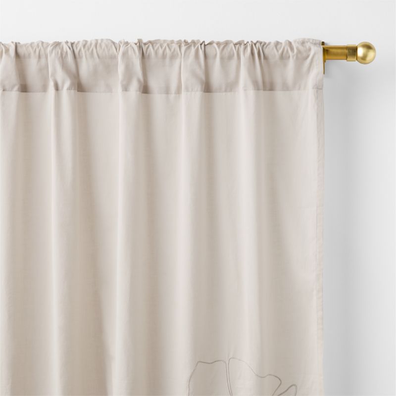 Floral Eyelet Natural Taupe Organic Cotton Sheer Window Curtain Panel 52"x84" - image 2 of 5