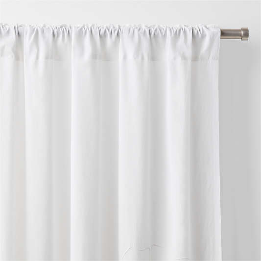 Floral Eyelet Crisp White Organic Cotton Sheer Window Curtain Panel