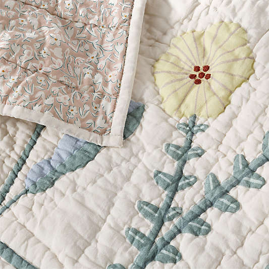 Floral Fields 100% Organic Cotton Voile Kids Twin Quilt