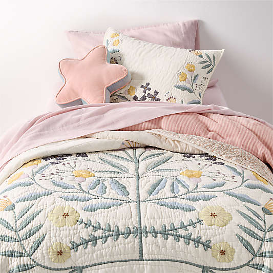 Floral Fields Organic Cotton Voile Kids Quilt Duvet Bedding Set