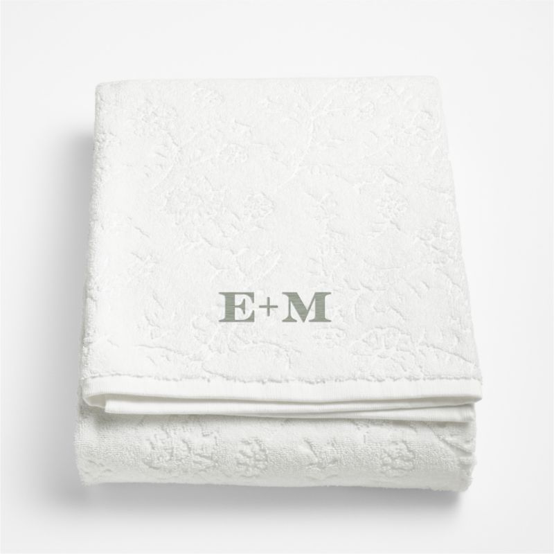Floral Jaquard Organic Cotton Crisp White Bath Sheet - image 2 of 3