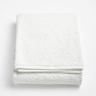View Floral Jaquard Organic Cotton Crisp White Bath Sheet details
