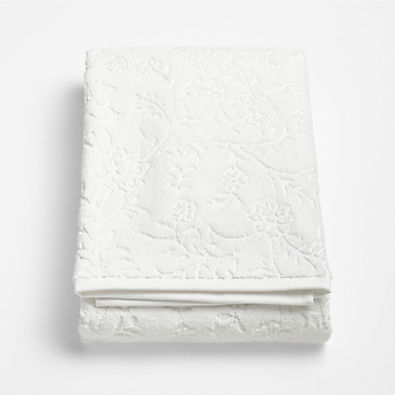 View Floral Jaquard Organic Cotton Crisp White Bath Towel details