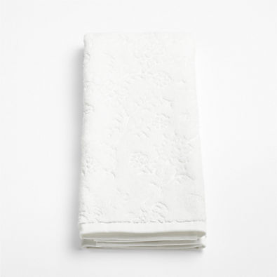 View Floral Jaquard Organic Cotton Crisp White Hand Towel details