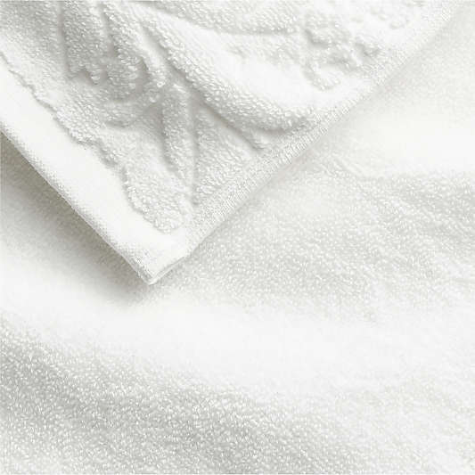 Floral Jaquard Organic Cotton Crisp White Washcloth