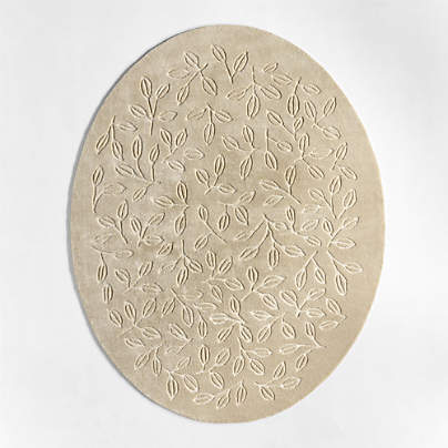 Floral Oval Pampas Ivory Kids Performance Area Rug 5'x8'