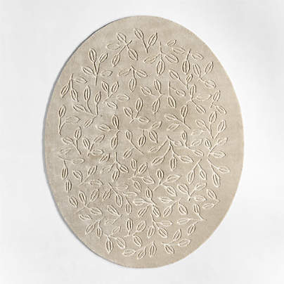 Floral Oval Pampas Ivory Kids Performance Area Rug 5'x8'