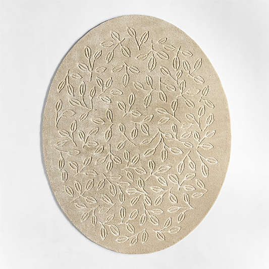 Floral Oval Pampas Ivory Kids Performance Area Rug