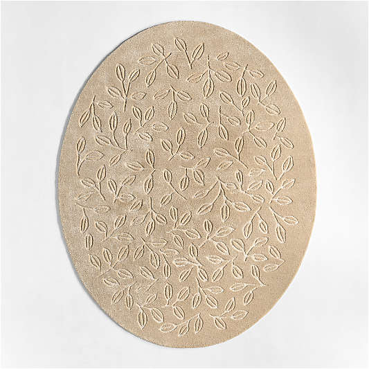 Floral Oval Pampas Ivory Kids Performance Area Rug