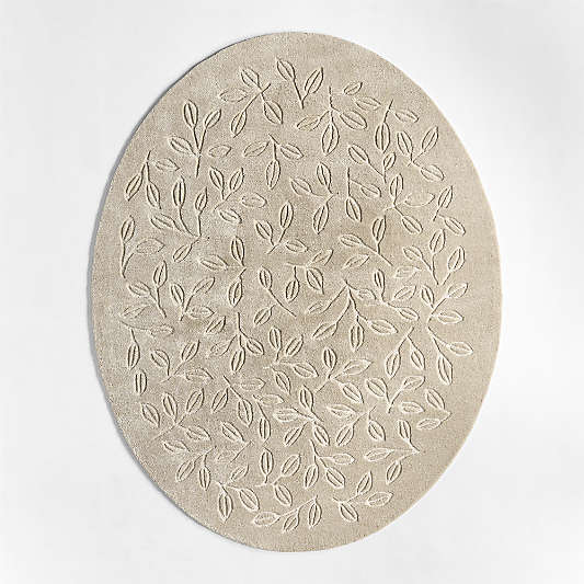 Floral Oval Pampas Ivory Kids Performance Area Rug 5'x8'