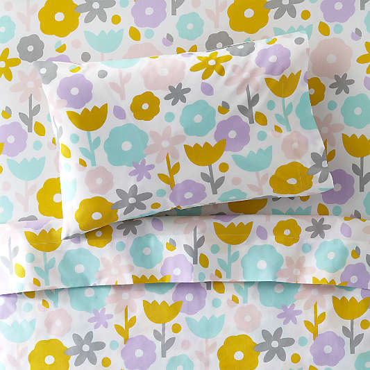 Organic Pastel Floral Toddler Sheet Set